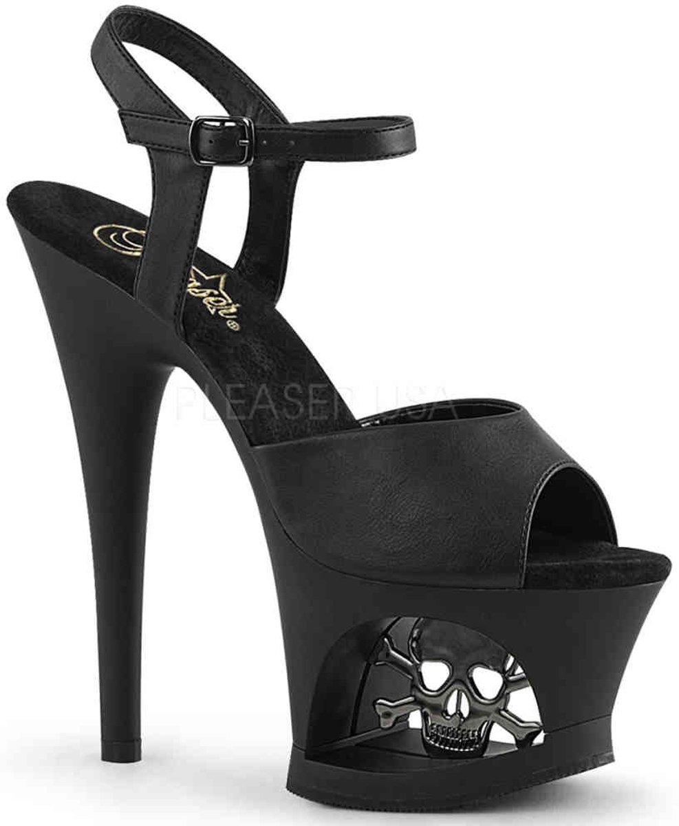 EU 36 = US 6 | MOON-709SK | 7 Heel, 2 3/4 Cut-Out PF Ankle Strap Sandal